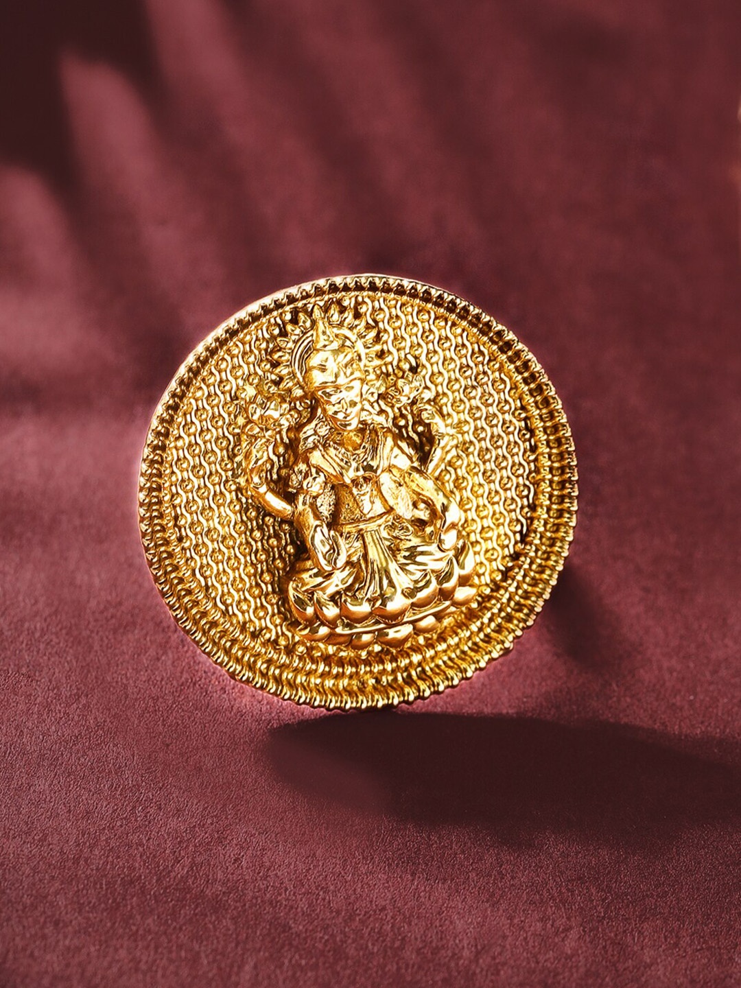 

Rubans Gold-Plated Goddess Detailed Adjustable Finger Ring