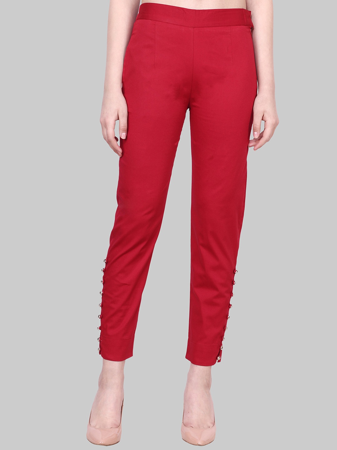 

Popwings Women Cigarette Trousers, Maroon