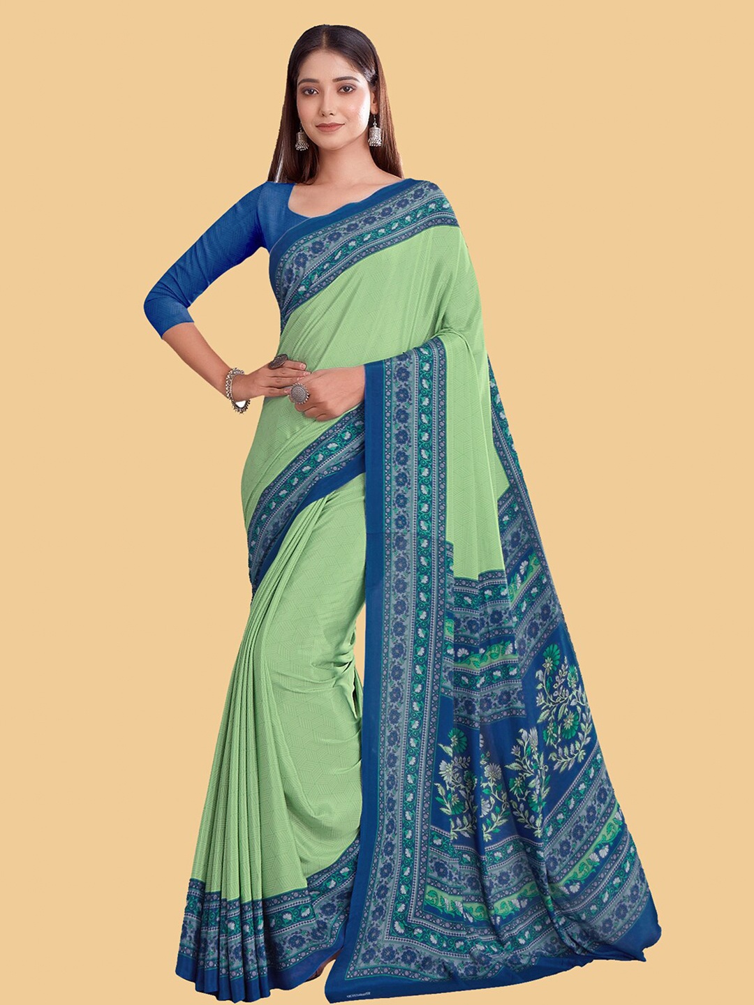 

Kasak Ethnic Motifs Printed Saree, Green