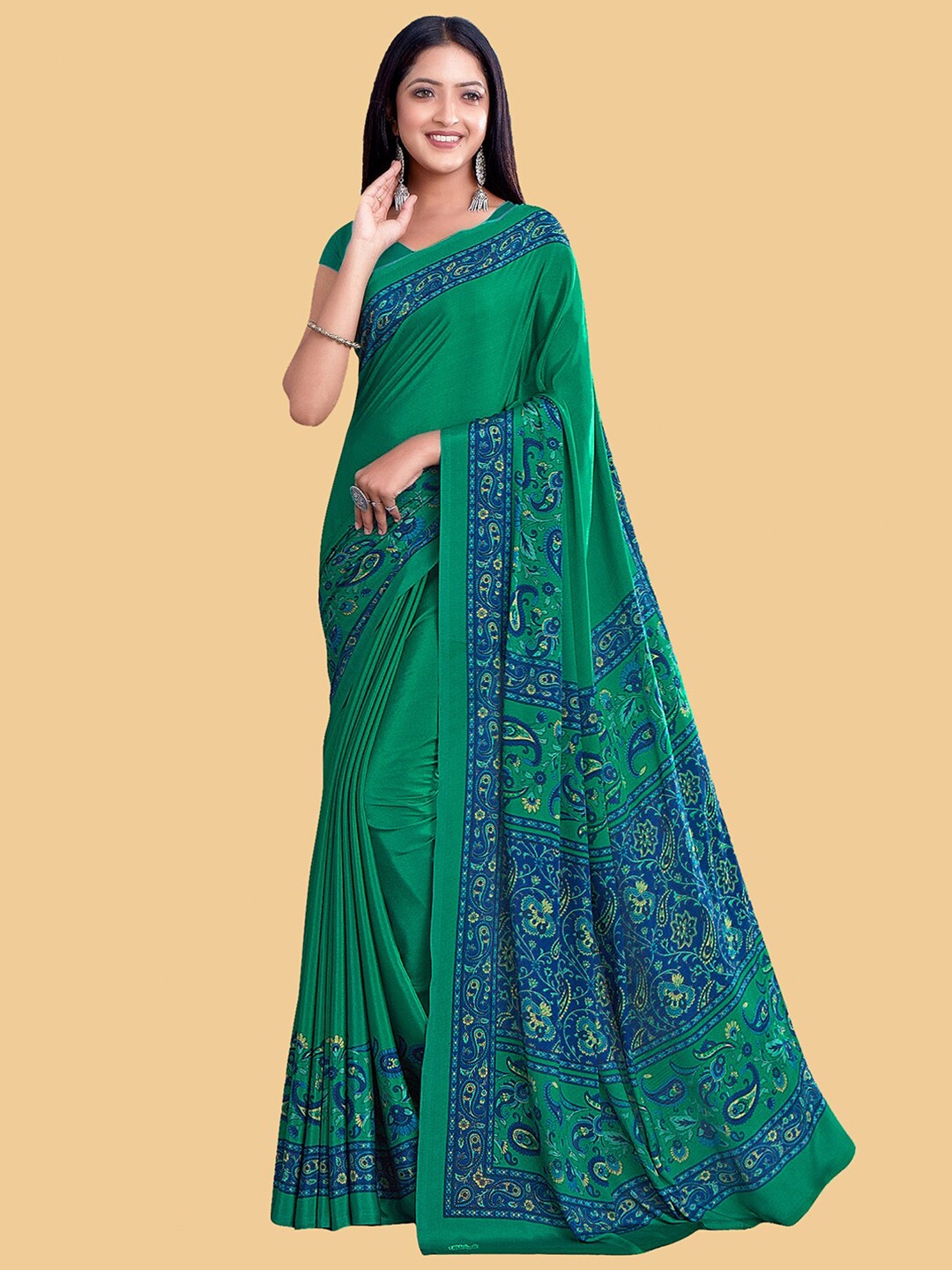 

Kasak Paisley Printed Saree, Green