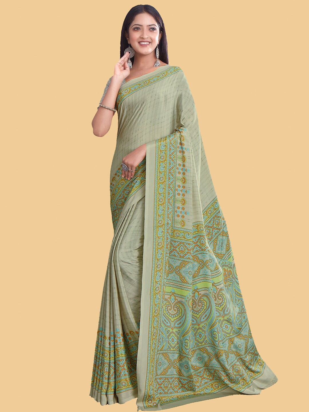 

Kasak Ethnic Motifs Printed Saree, Grey