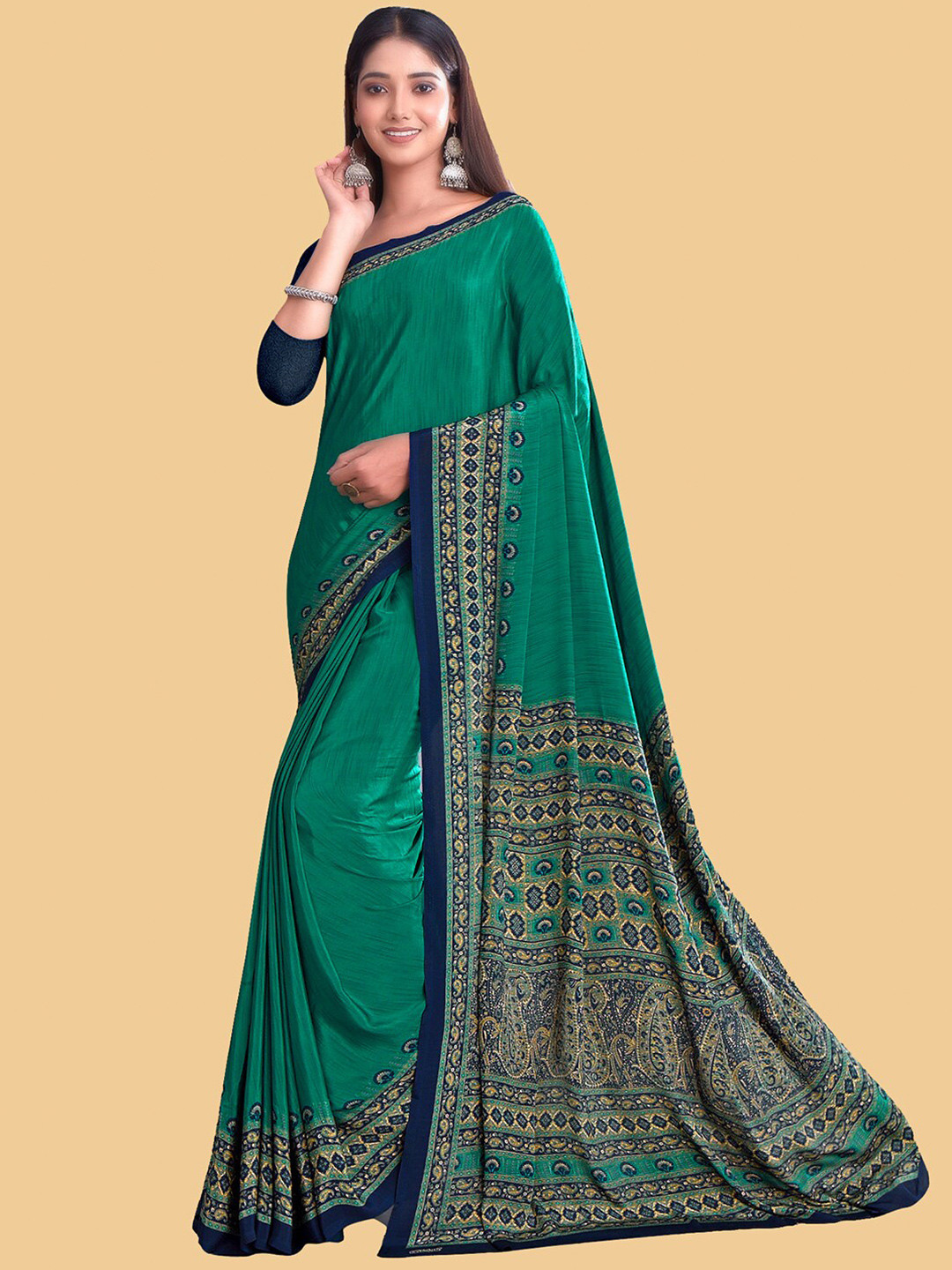 

Kasak Ethnic Motifs Printed Saree, Green