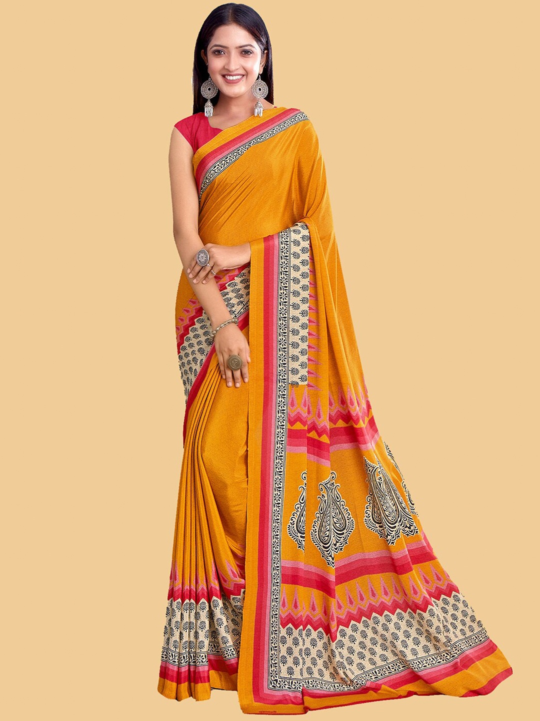 

Kasak Ethnic Motifs Printed Saree, Gold