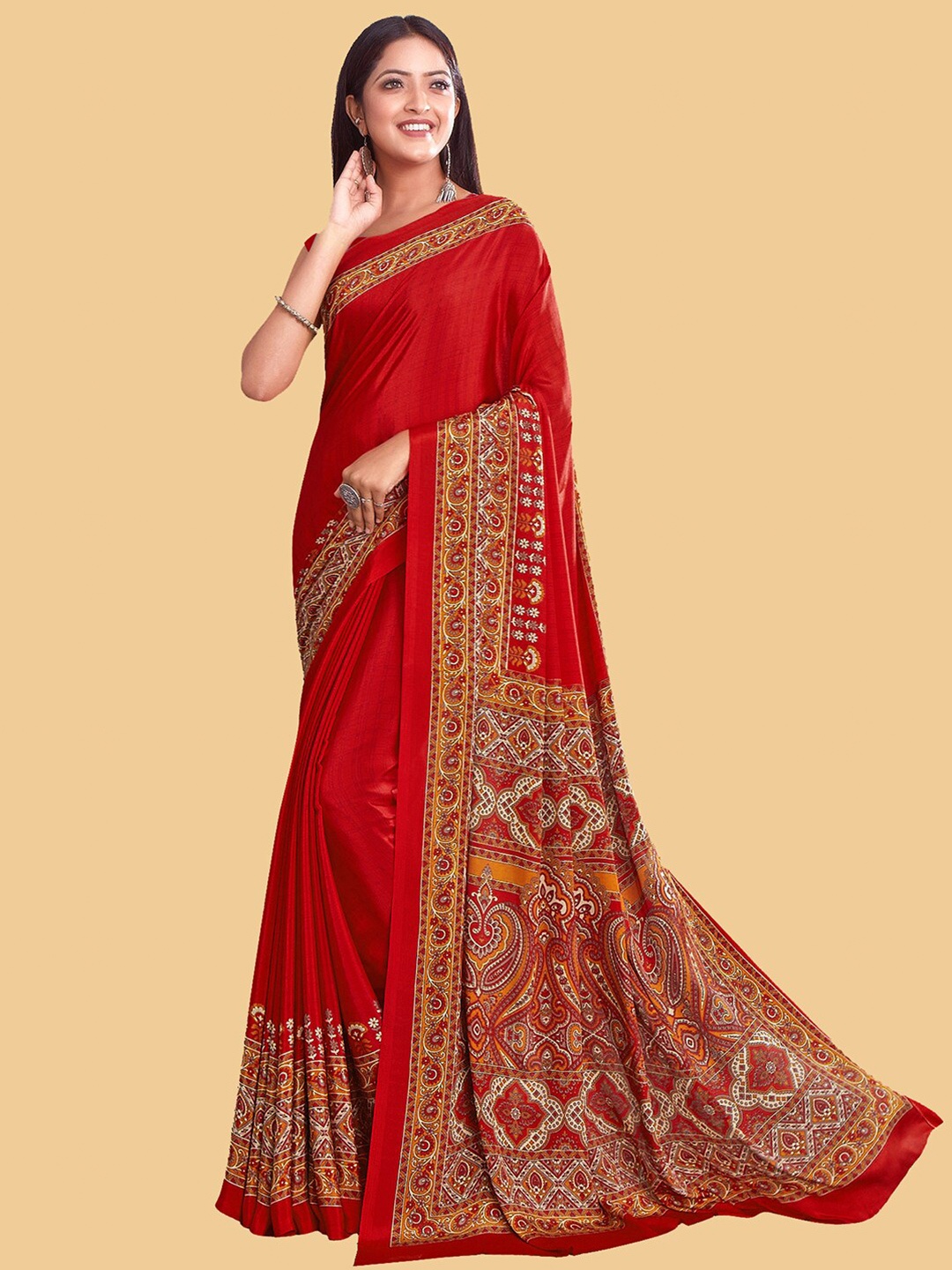 

Kasak Ethnic Motifs Printed Saree, Red