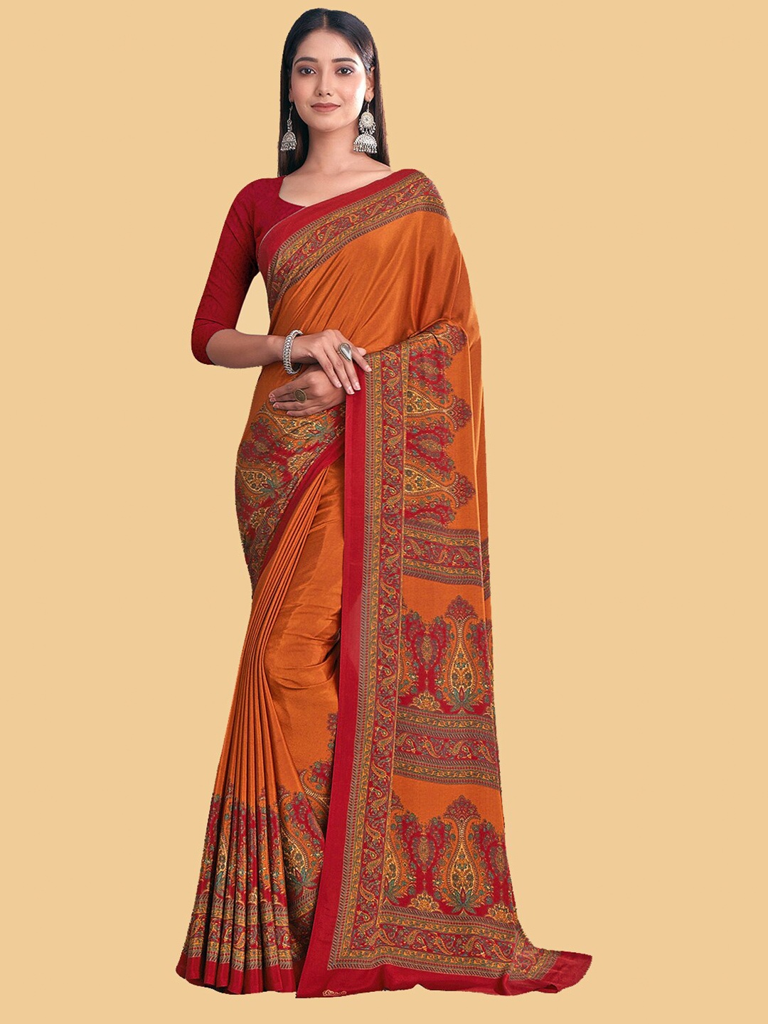 

Kasak Ethnic Motifs Printed Saree, Red