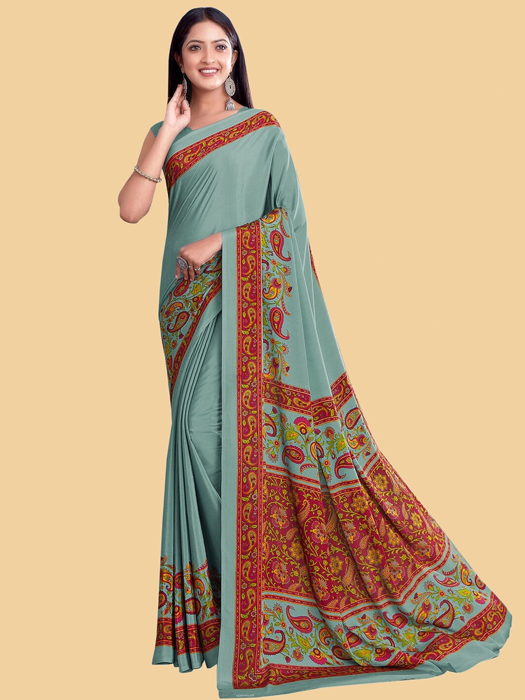 

Kasak Ethnic Motifs Printed Saree, Grey