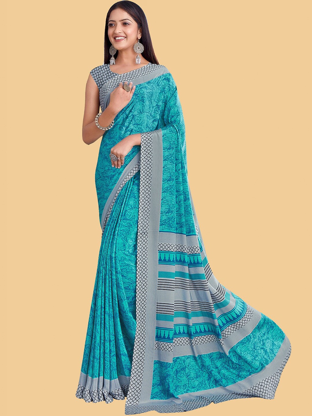 

Kasak Abstract Printed Saree, Blue