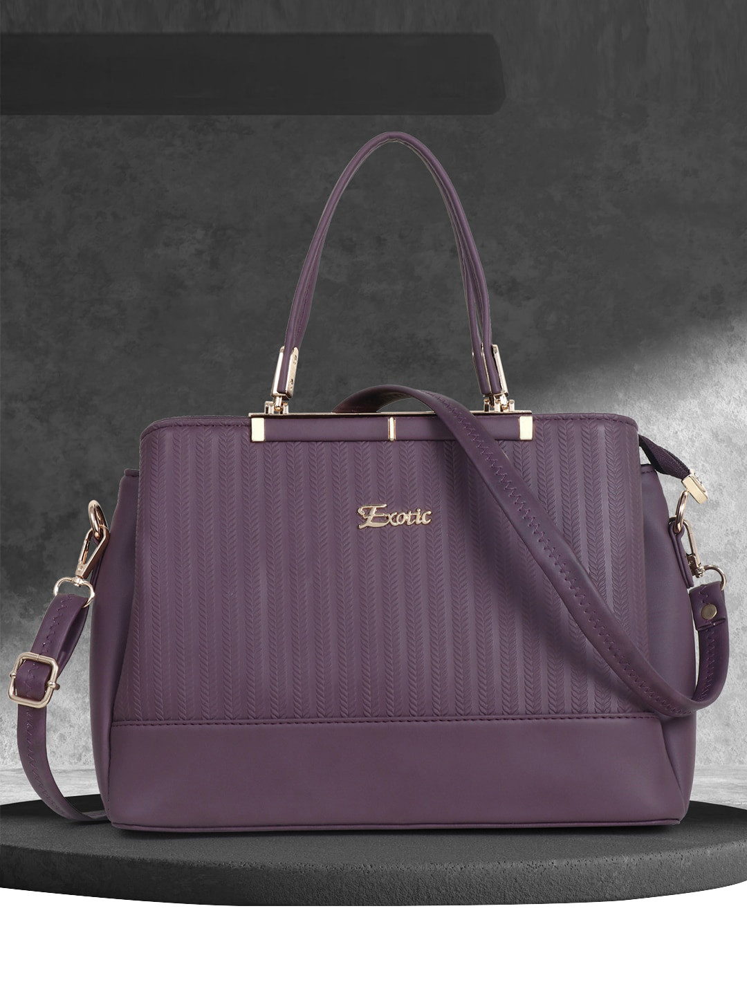 

Exotic Textured Structured Handheld Bag, Purple