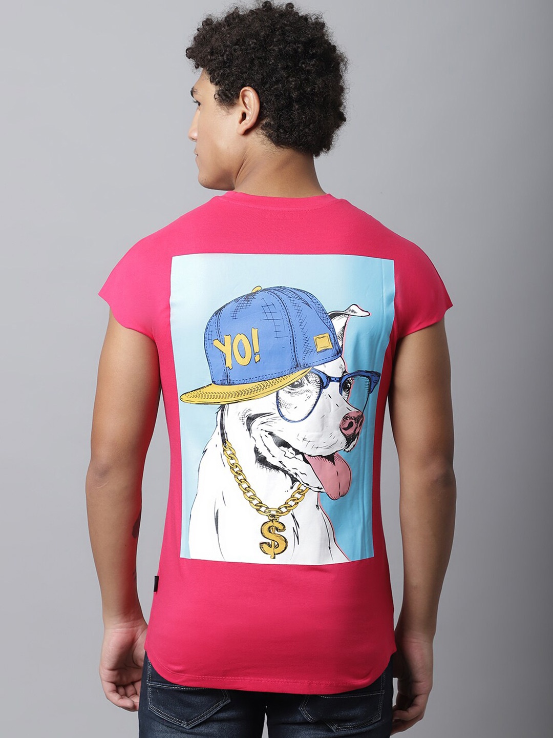 

DOOR74 Men Graphic Printed T-shirt, Pink