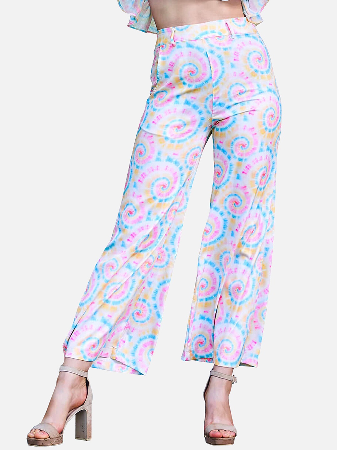 

NEOFAA Women Floral Printed Flared Trousers, Pink
