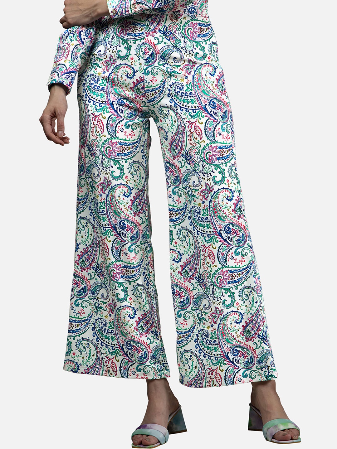 

NEOFAA Women Floral Printed Trousers, White