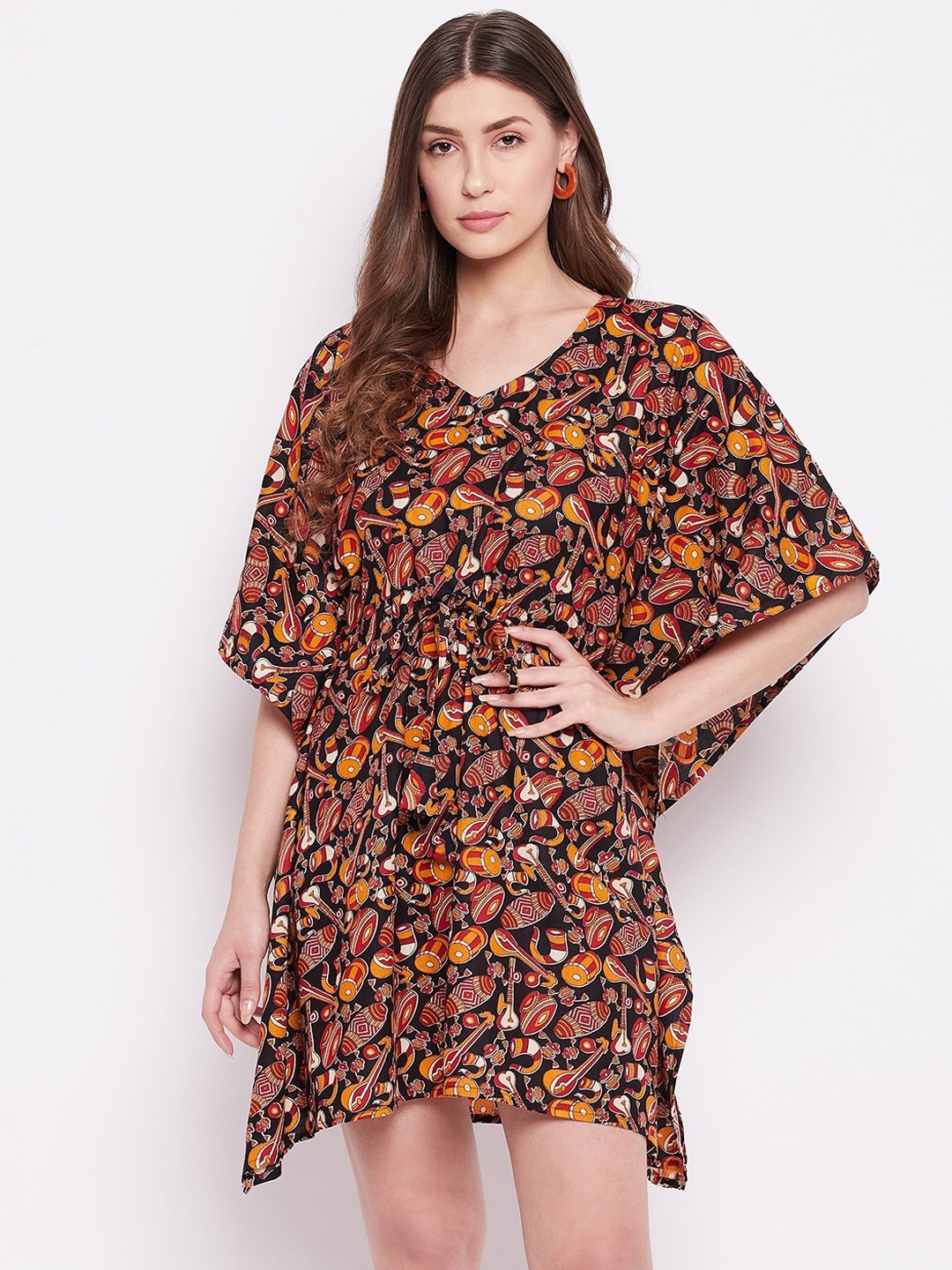 

TULIP 21 Women Floral Printed Kaftan Kurta, Red