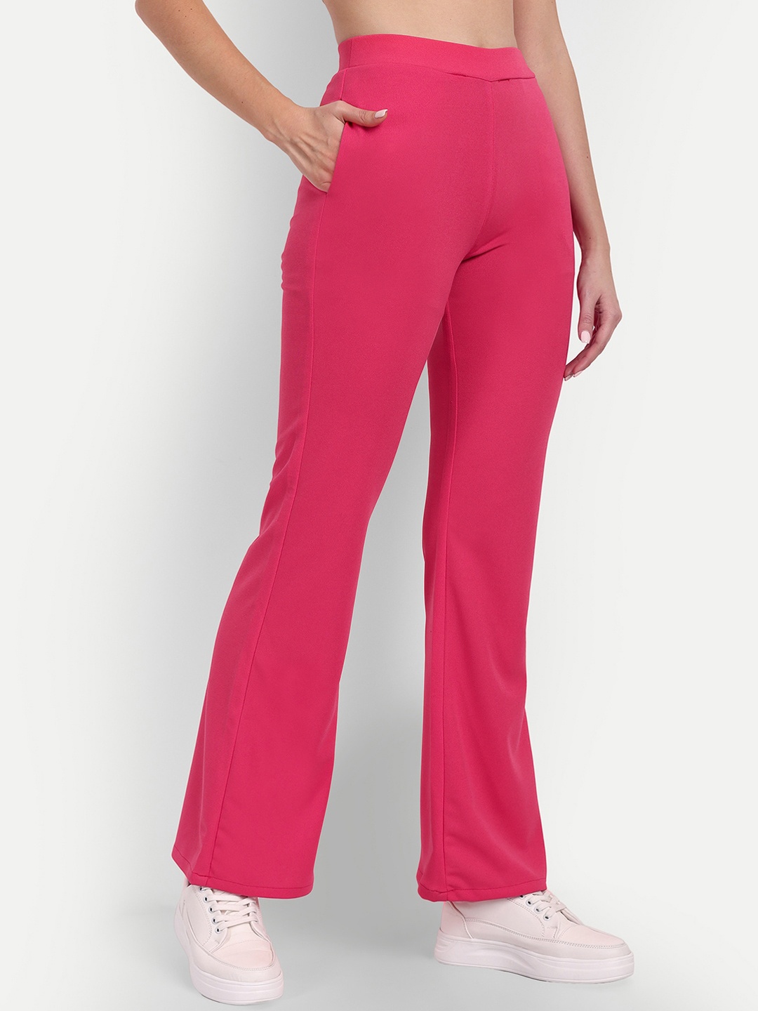

BROADSTAR Women Relaxed Flared High-Rise Non Iron Bootcut Trouser, Rose
