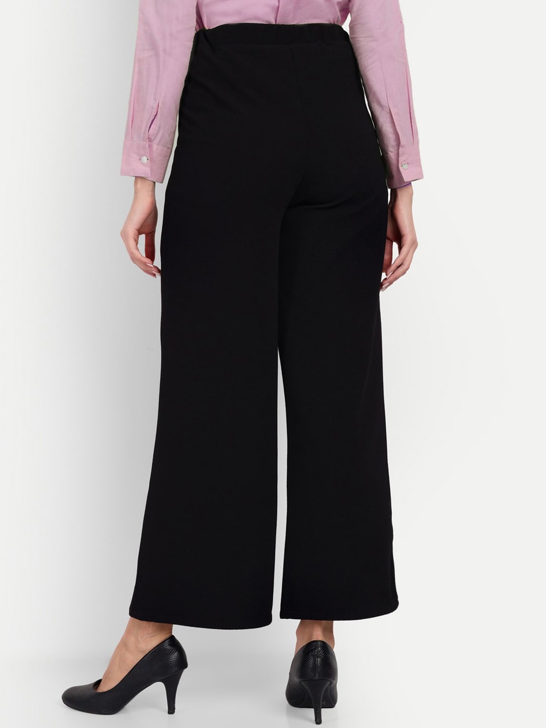 

BROADSTAR Women Smart Loose Fit High-Rise Easy Wash Trousers, Black