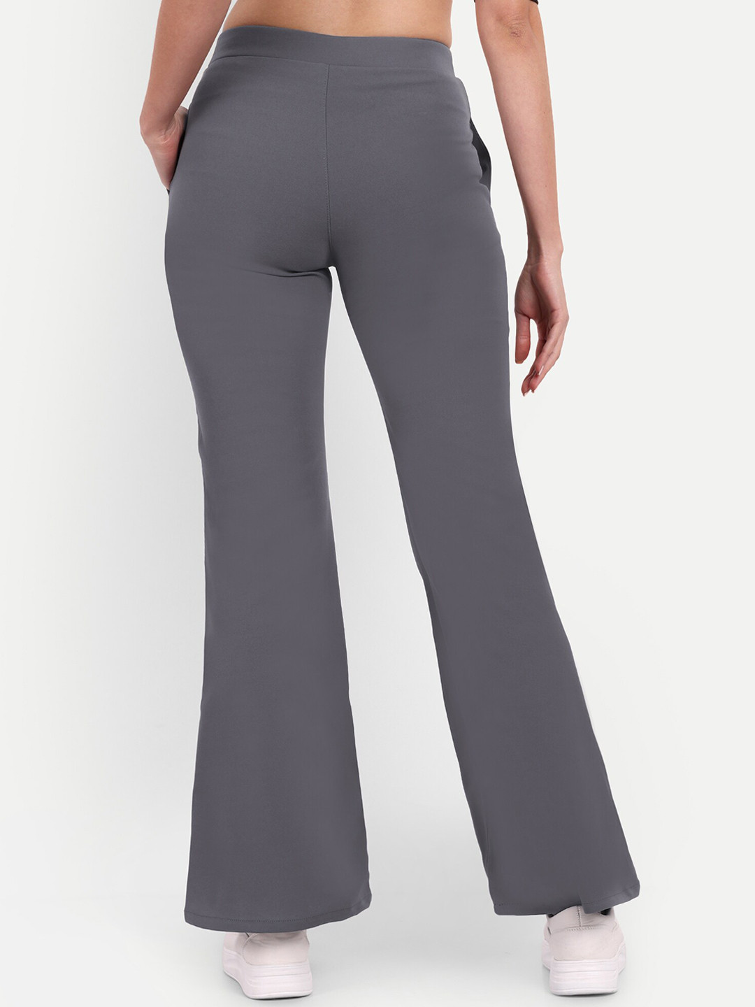 

BROADSTAR Women Relaxed Flared High-Rise Non Iron Bootcut Trousers, Grey
