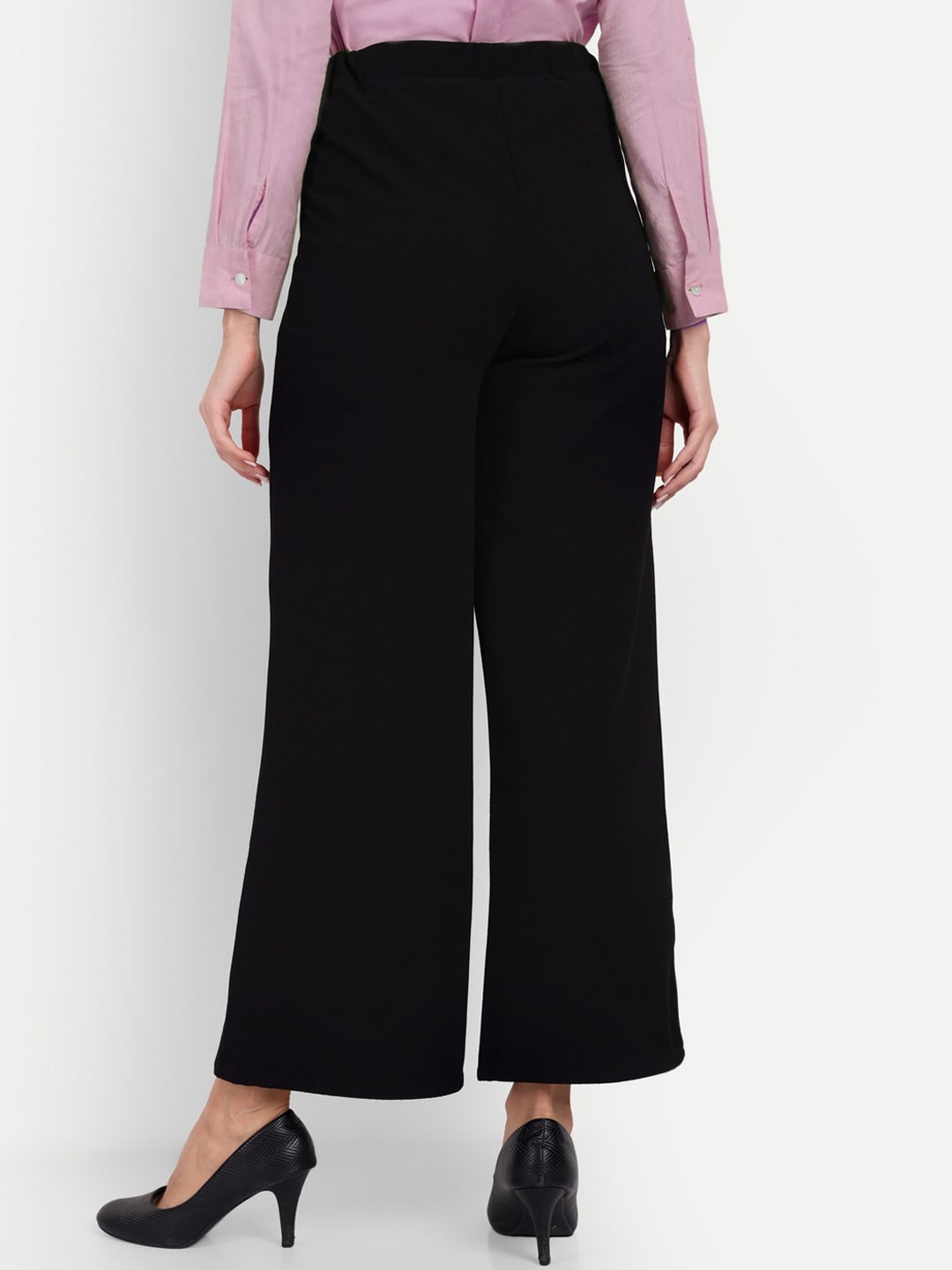 

BROADSTAR Women Smart Loose Fit High-Rise Easy Wash Trousers, Black
