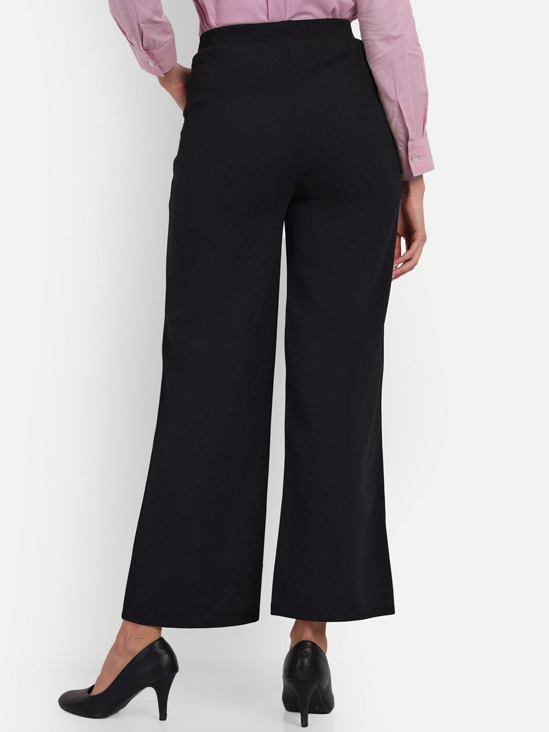 

BROADSTAR Women Tailored Loose Fit High-Rise Easy Wash Trousers, Black
