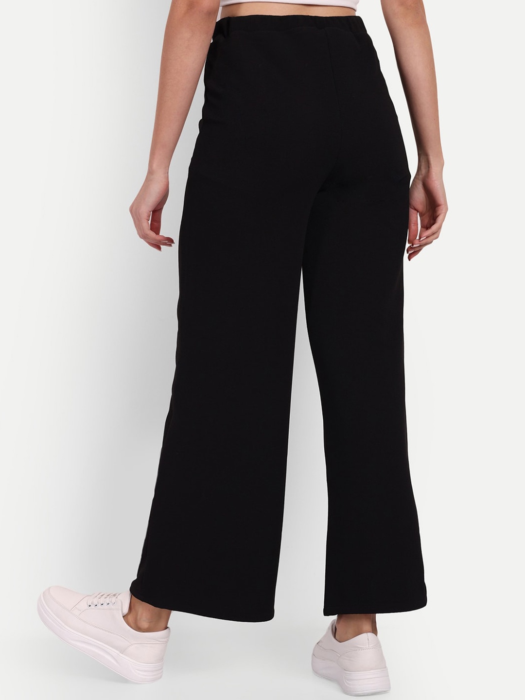 

BROADSTAR Women Smart Loose Fit High-Rise Easy Wash Trousers, Black