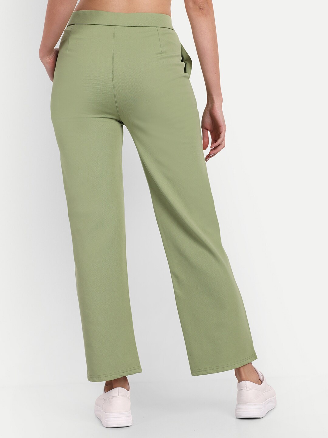 

BROADSTAR Women Relaxed Straight Fit High-Rise Easy Wash Trouser, Green