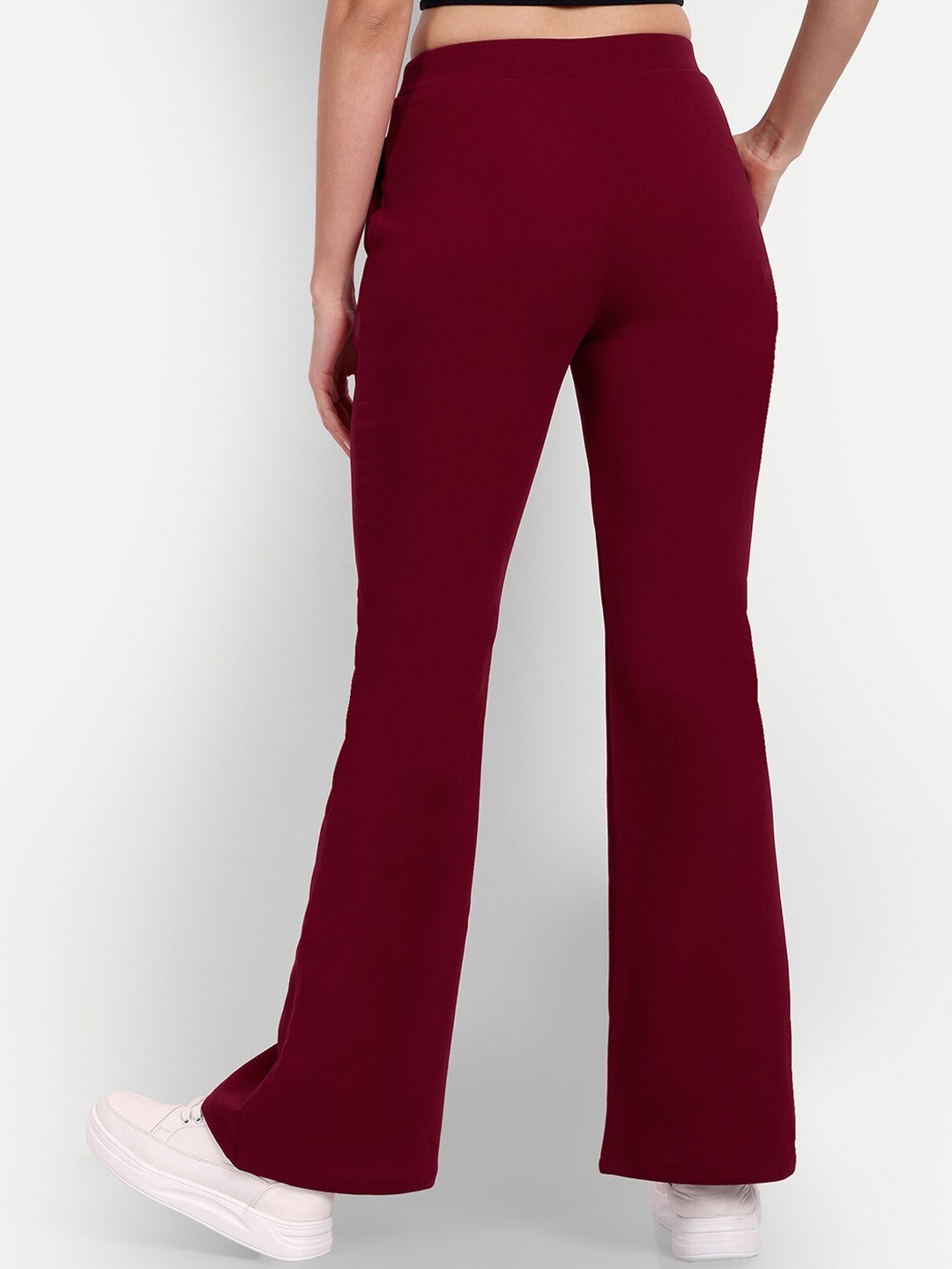 

BROADSTAR Women Relaxed Flared High-Rise Non Iron Bootcut Trouser, Maroon