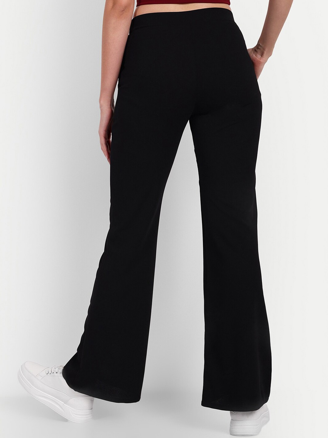 

BROADSTAR Women Relaxed Flared High-Rise Non Iron Trouser, Black