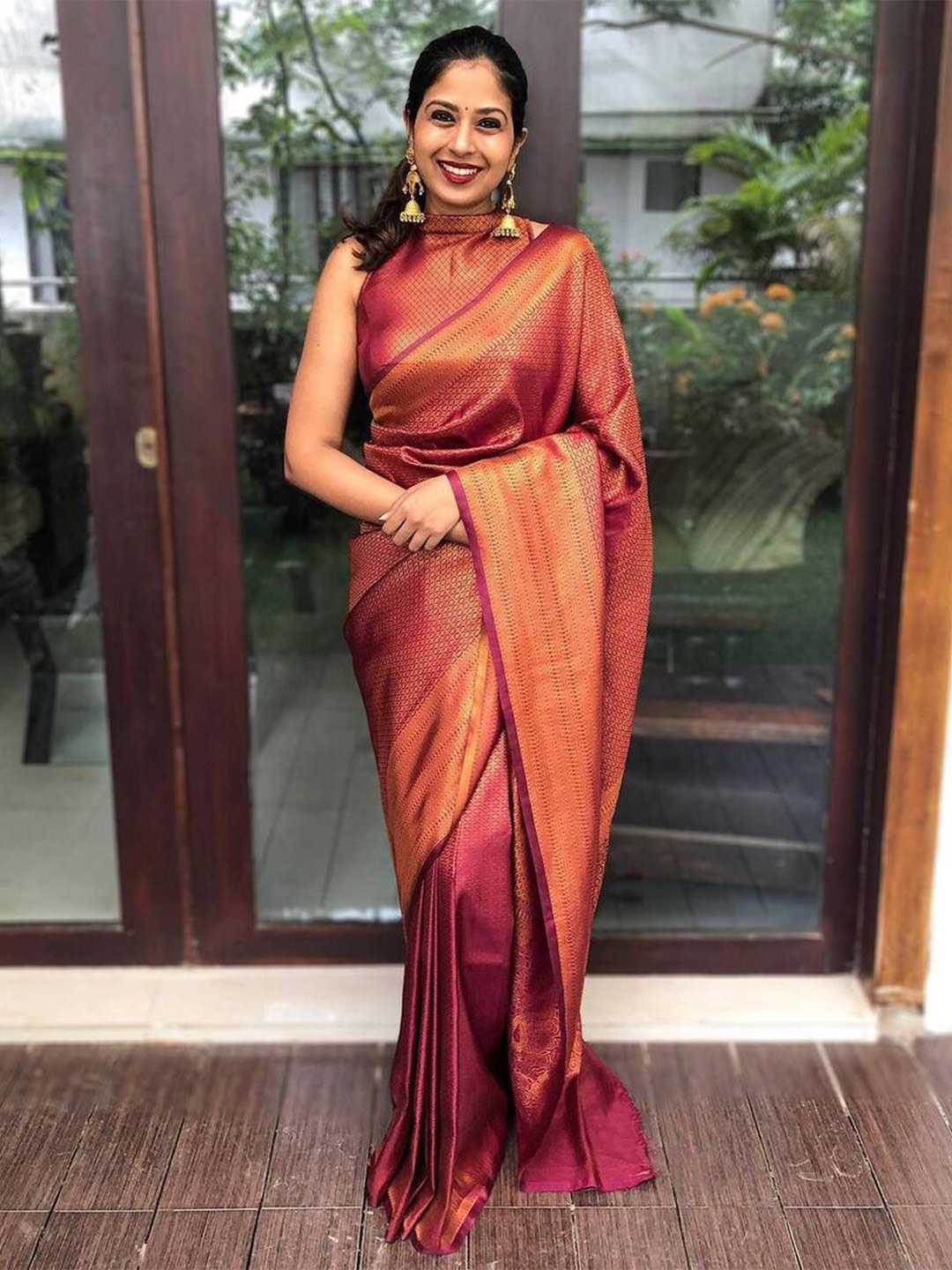 

Anjaneya Sarees Woven Design Zari Saree, Red