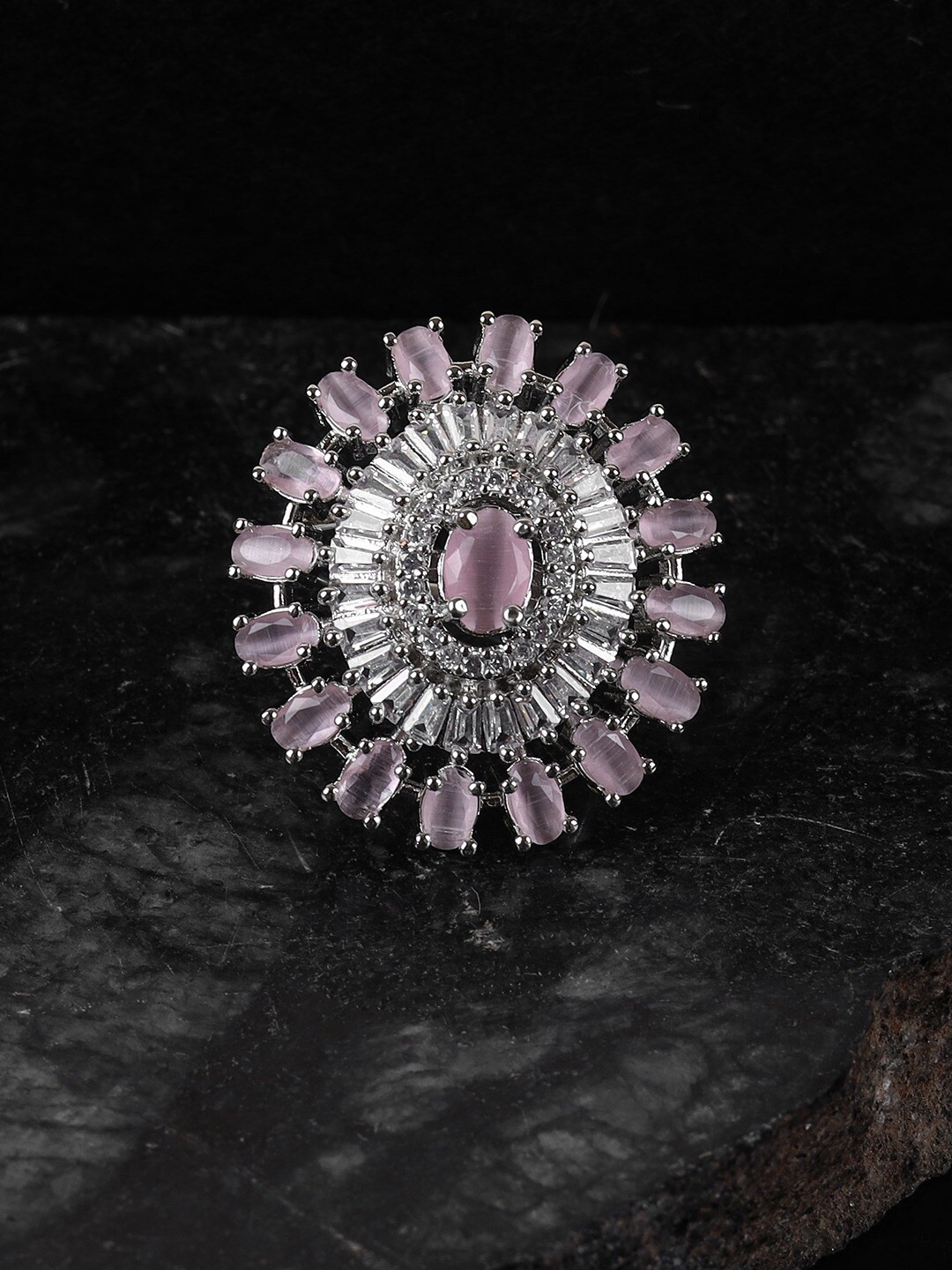 

SwaDev Silver-Plated & AD-Studded Finger Ring