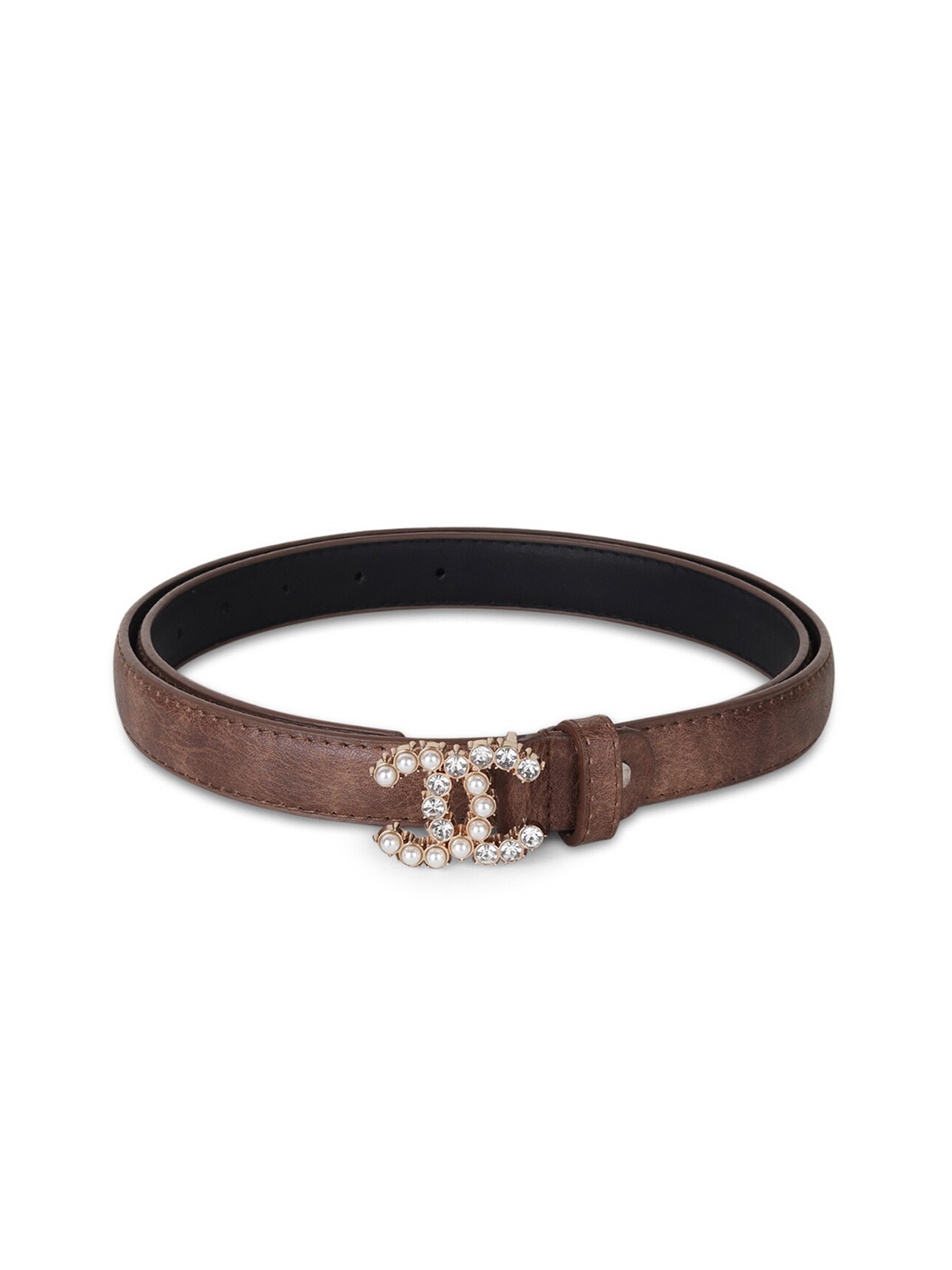 

WILD EDGE Women Embellished PU Belt, Brown