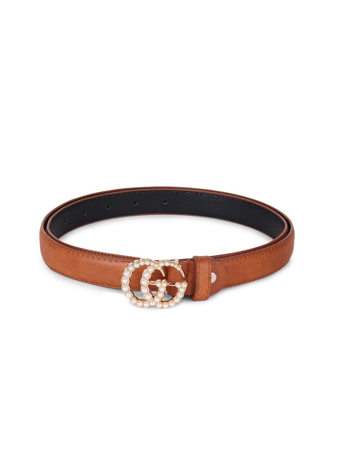 

WILD EDGE Women Embellished PU Belt, Tan