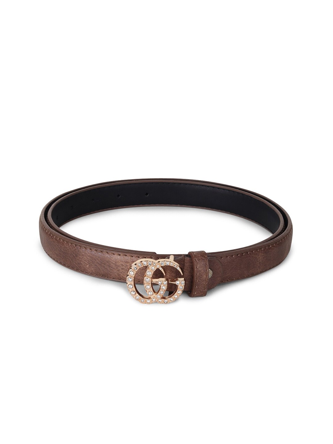 

WILD EDGE Women Embellished PU Belt, Brown