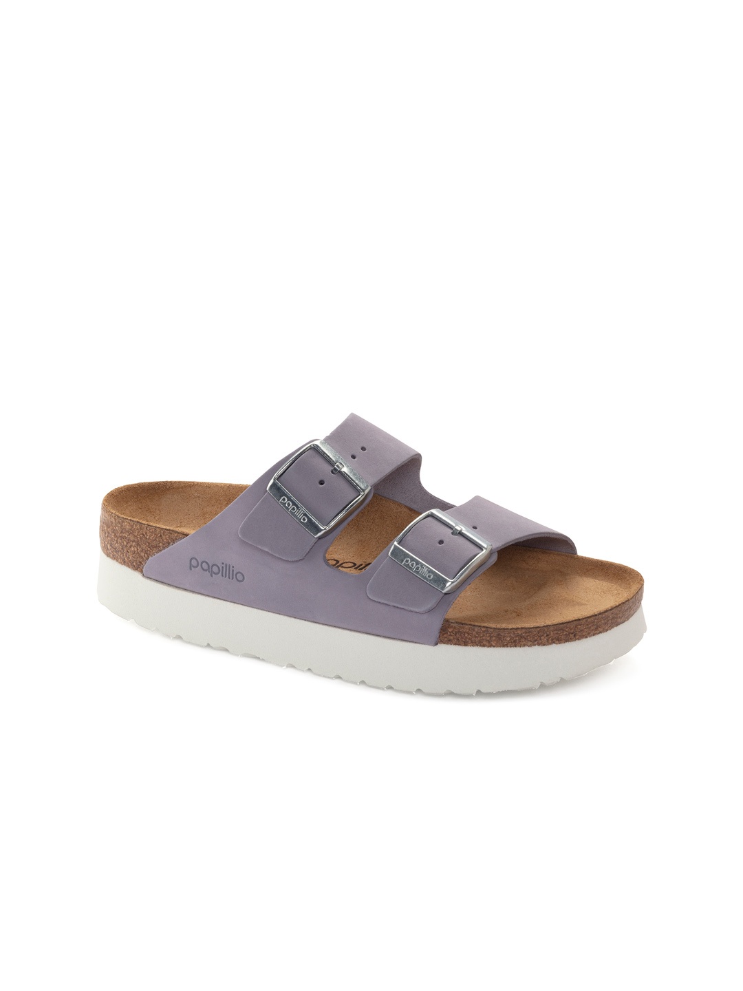 

Birkenstock Arizona Platform Purple Fog Narrow Width Nubuck Leather Two-Strap Sandals