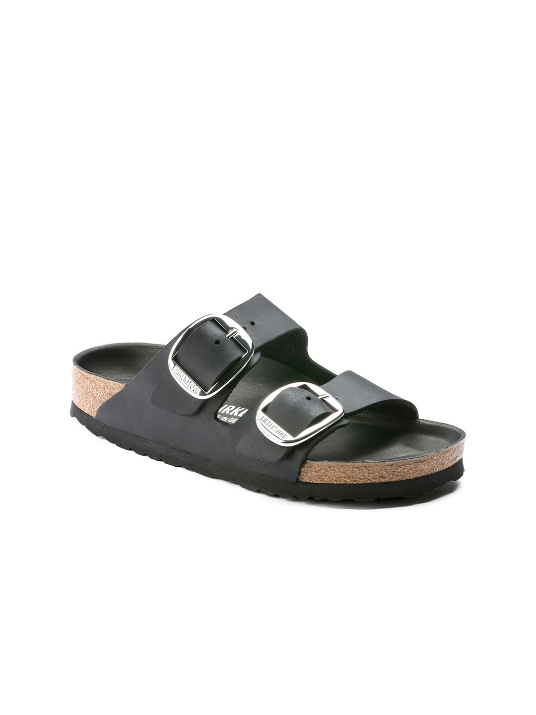 

Birkenstock Arizona Big Buckle Black Regular Width Oiled Leather Two-Strap Sandals