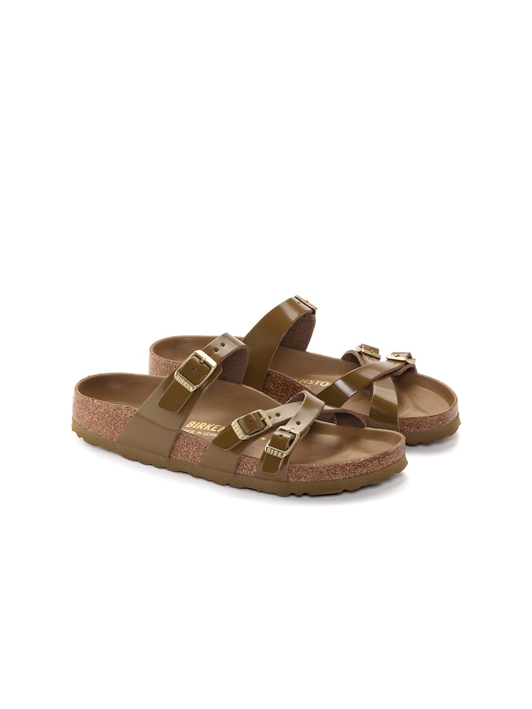 

Birkenstock Women Franca Narrow Width Leather Open Toe Flats, Olive
