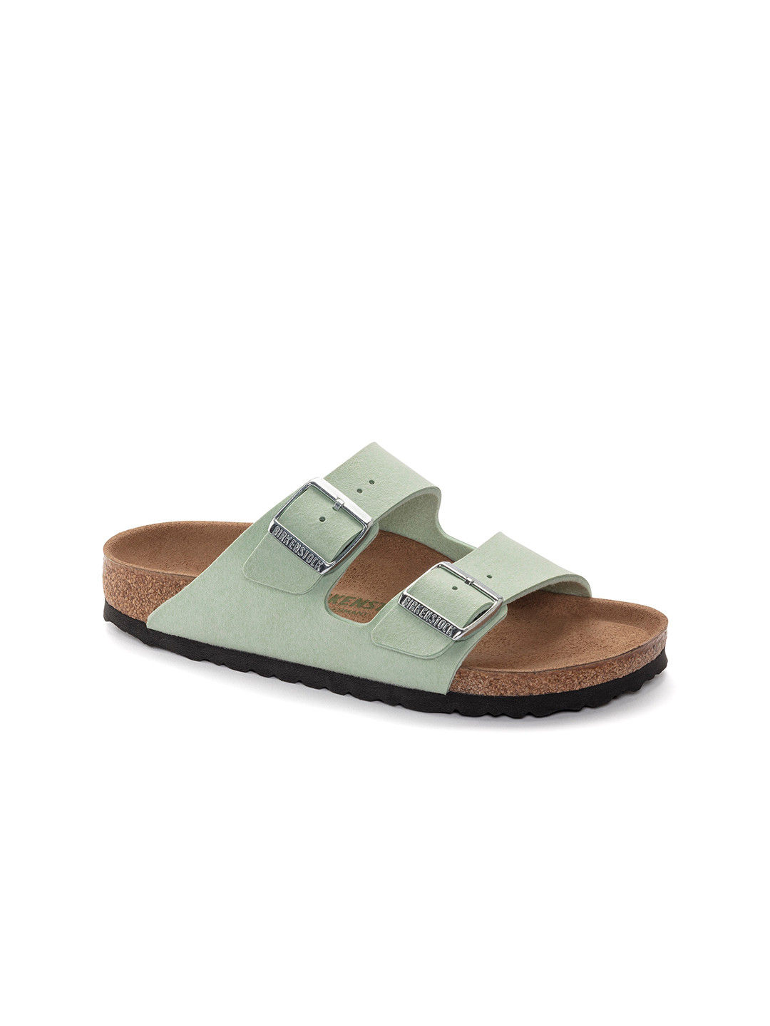 

Birkenstock Arizona Soft Birki Vegan Matcha Narrow Width Synthetics Two-Strap Sandals, Green