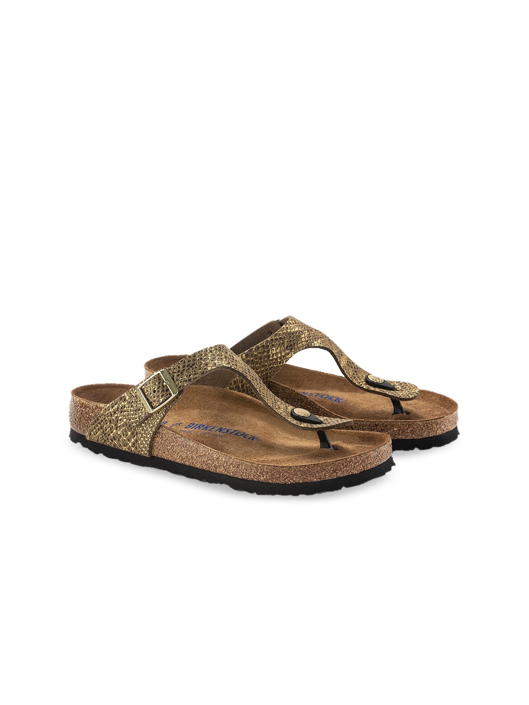 

Birkenstock Gizeh Shiny Python Mud Green Regular Width Micro Fibre Thong Sandals