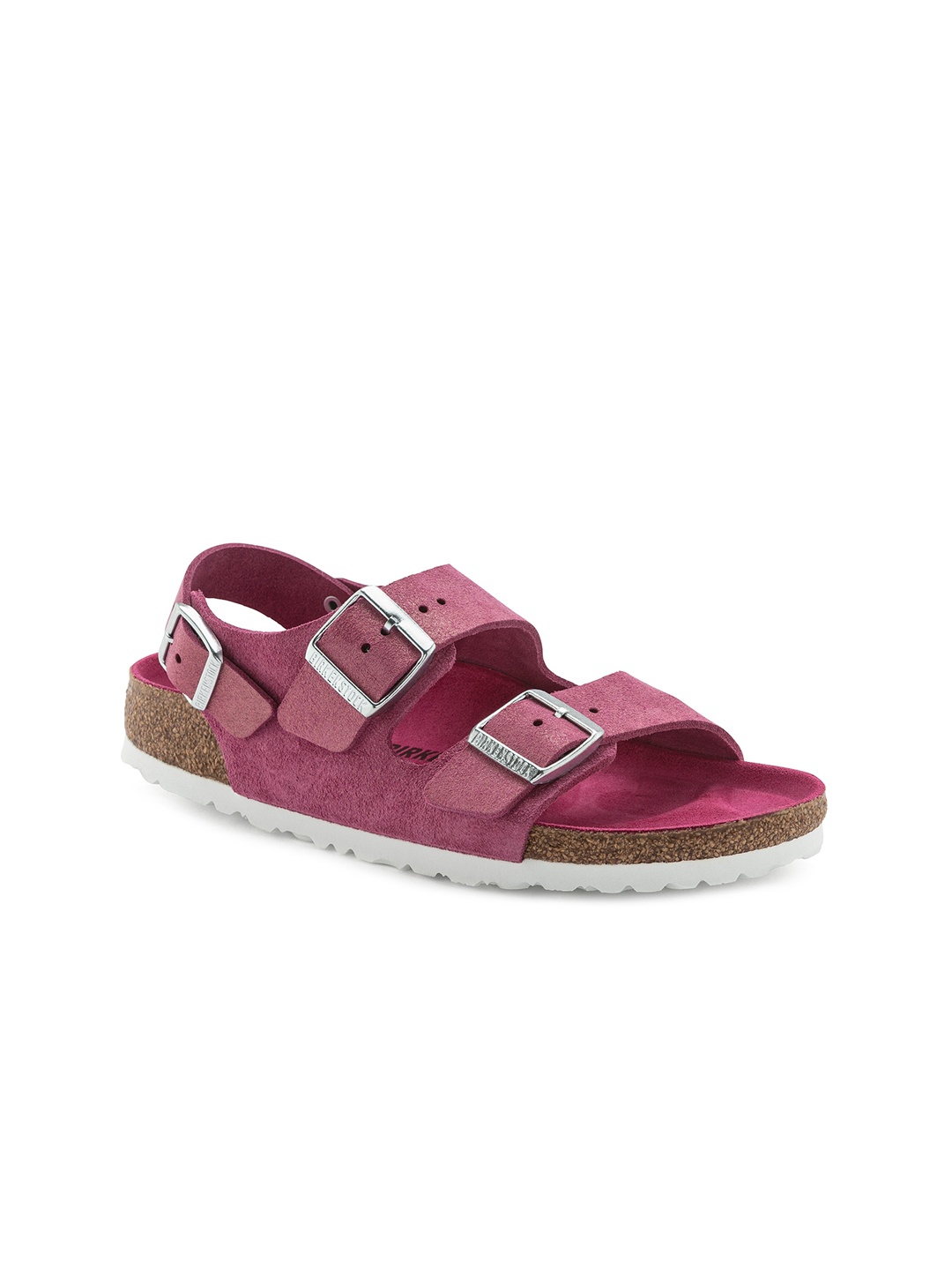 

Birkenstock Milano Shimmering Fuchsia Regular Width Suede Leather With An Ankle Strap