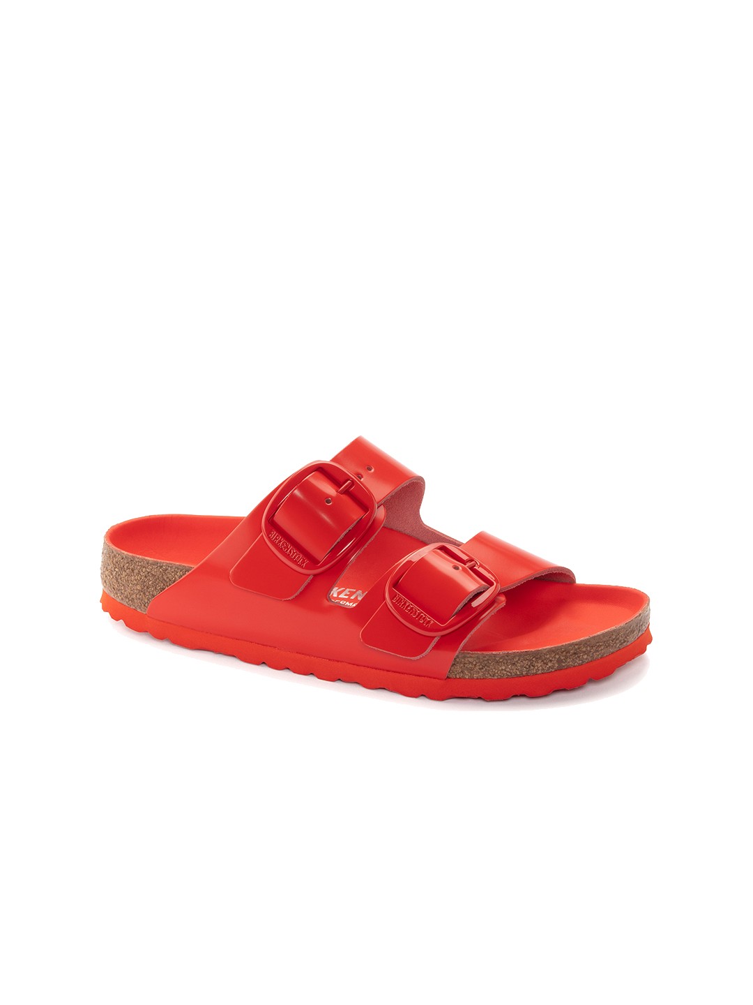 

Birkenstock Arizona Buckle High Shine Tomato Narrow Width Two-Strap Sandals, Red