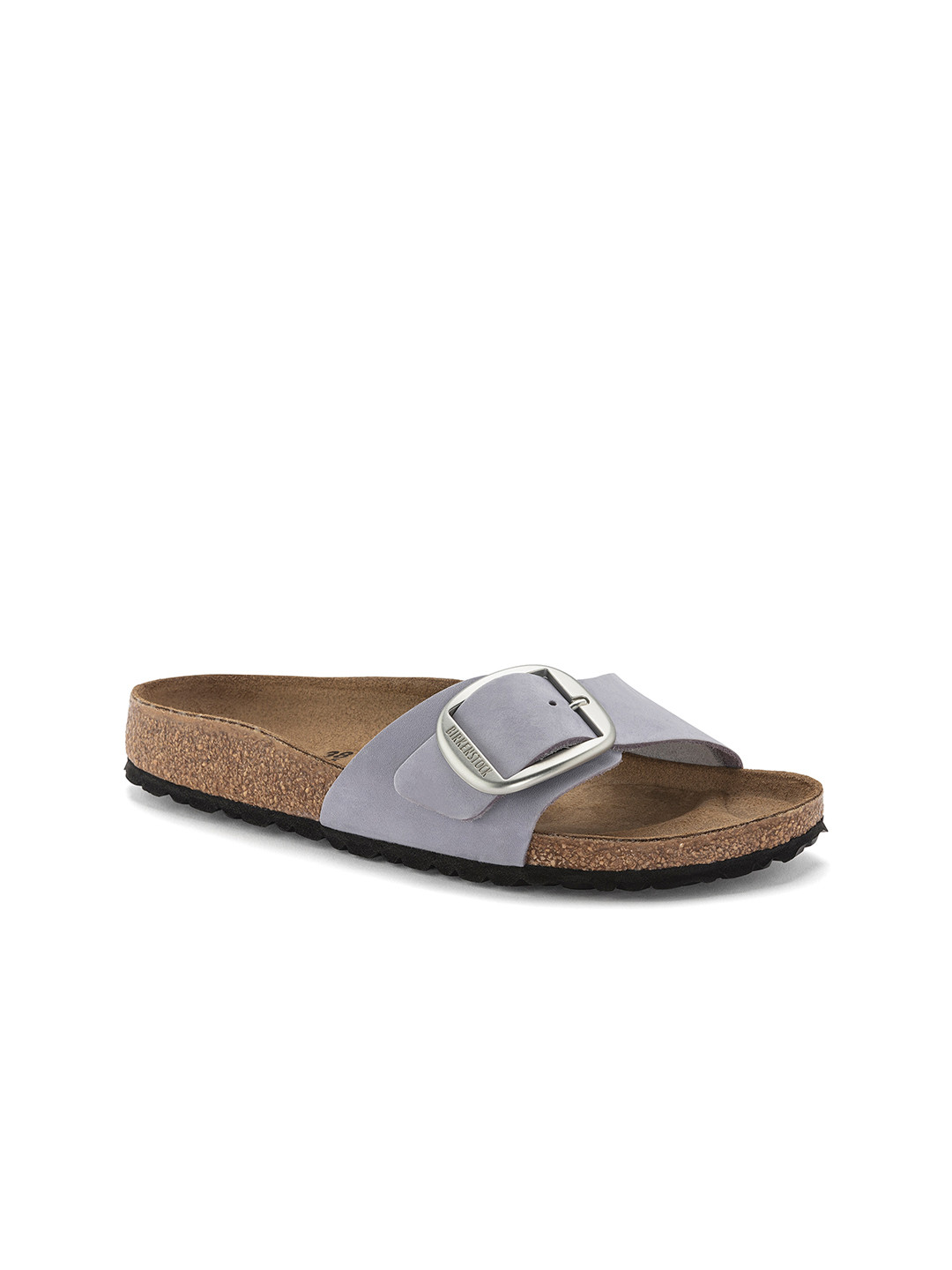 

Birkenstock Women Madrid Big Buckle Narrow Width Nubuck Leather Open Toe Flats, Lavender