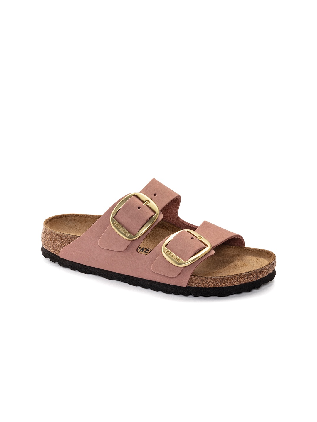 

Birkenstock Arizona Big Buckle Old Rose Narrow Width Nubuck Leather Two-Strap Sandals, Pink