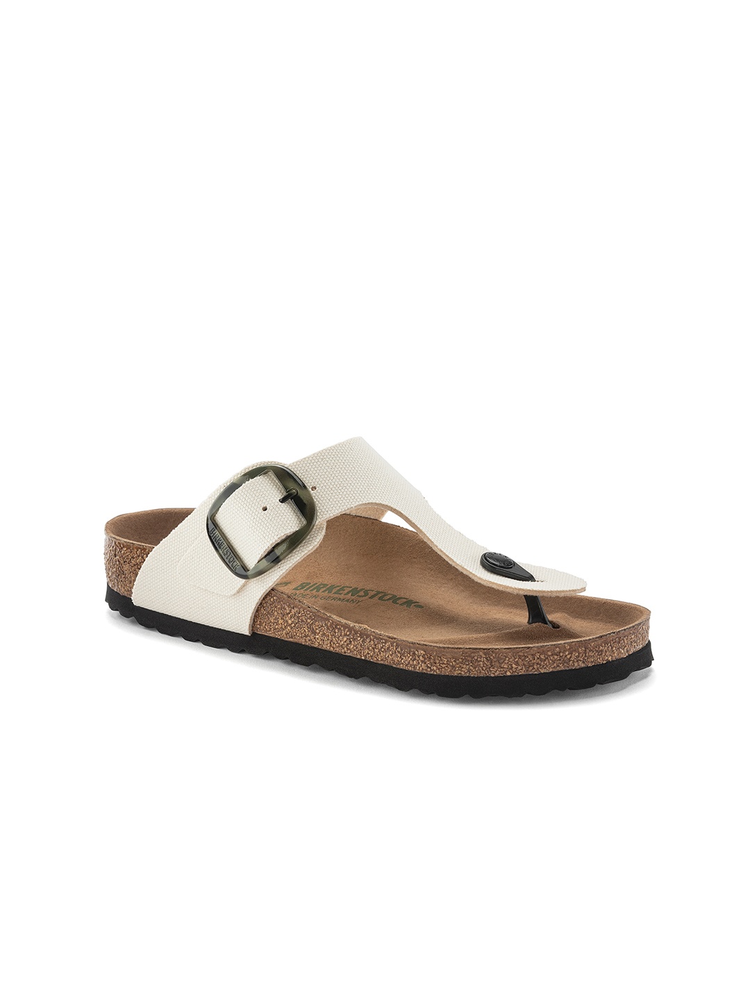 

Birkenstock Gizeh Big Buckle Eggshell Regular Width Textile Thong Sandals, White