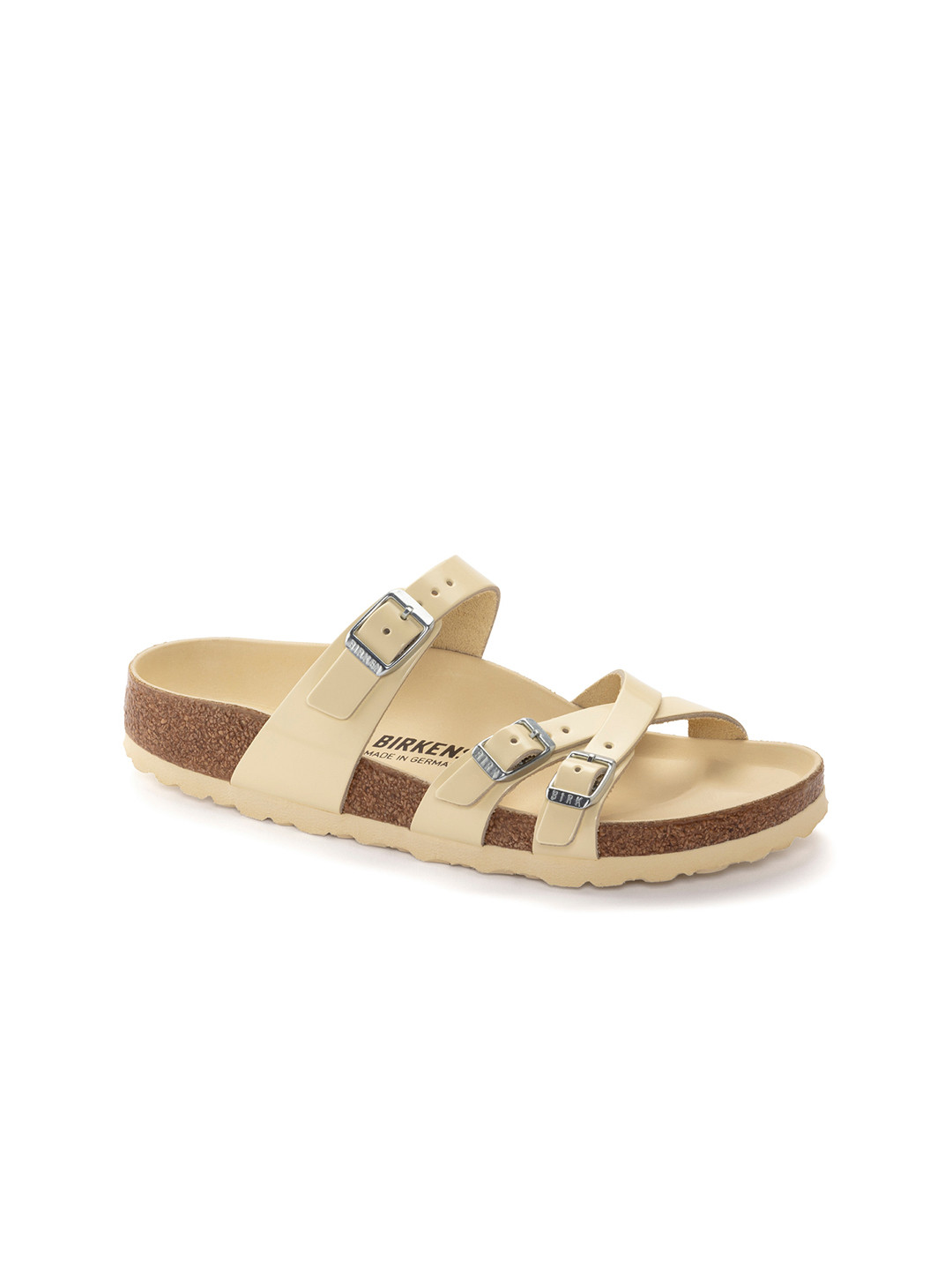 

Birkenstock Women Gizeh Patent Regular Width Leather Open Toe Flats, Cream