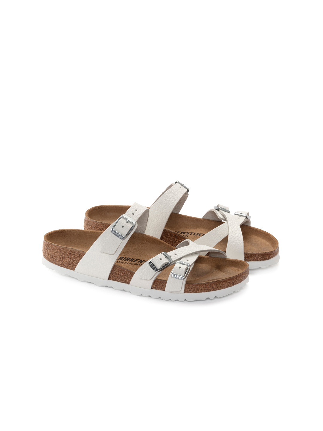 

Birkenstock Women Franca Leather Narrow Width Multi-Strap Open Toe Flats, White