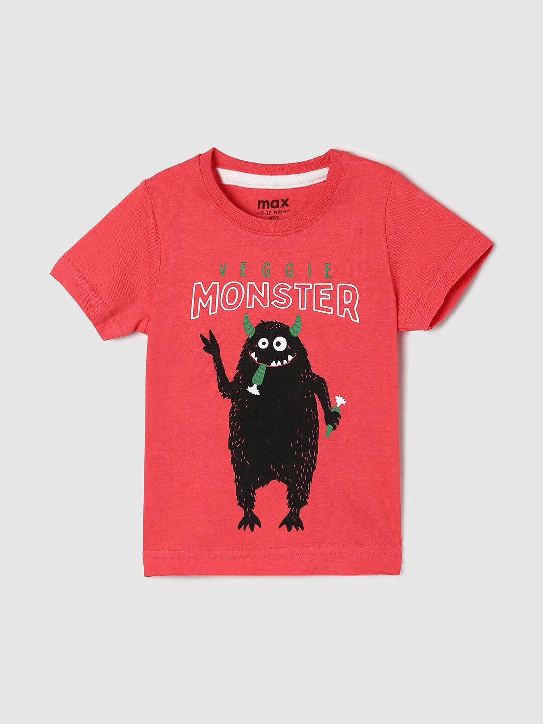

max Boys Graphic Printed Cotton T-shirt, Pink