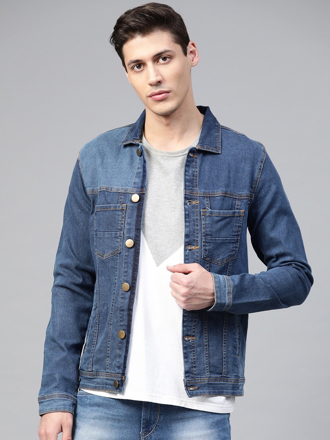 

Hubberholme Men Washed Cotton Lightweight Denim Jacket, Blue