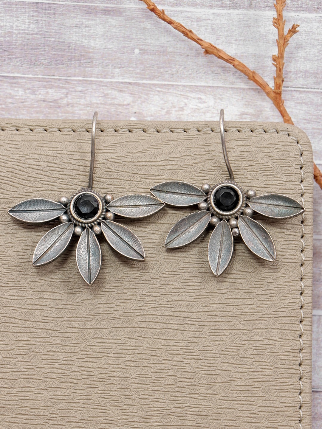 

Crunchy Fashion Silver-Plated Contemporary Drop Earrings, Black