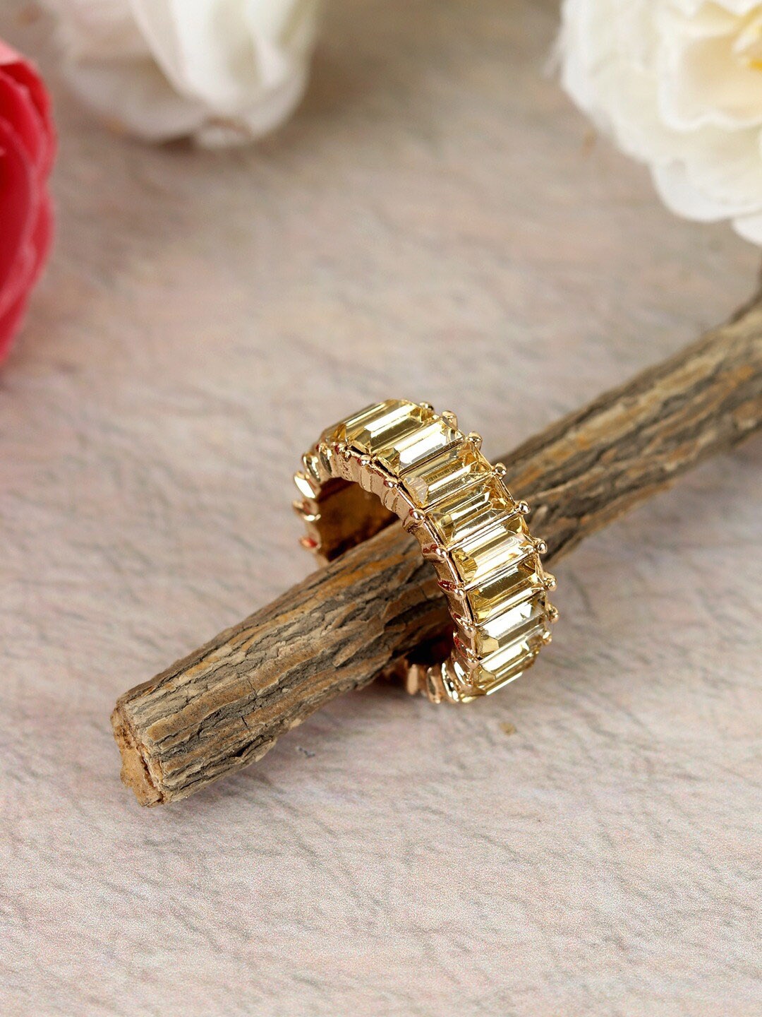 

Crunchy Fashion Gold-Plated Crystals-Studded Finger Ring