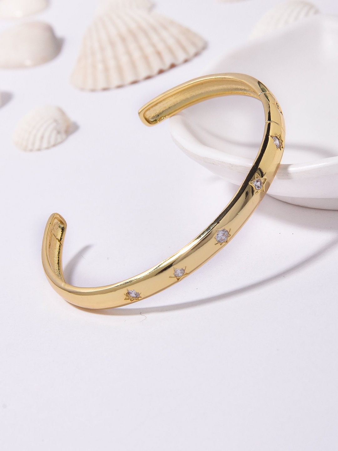 

Klissaa Women Brass Gold-Plated Kada Bracelet, White