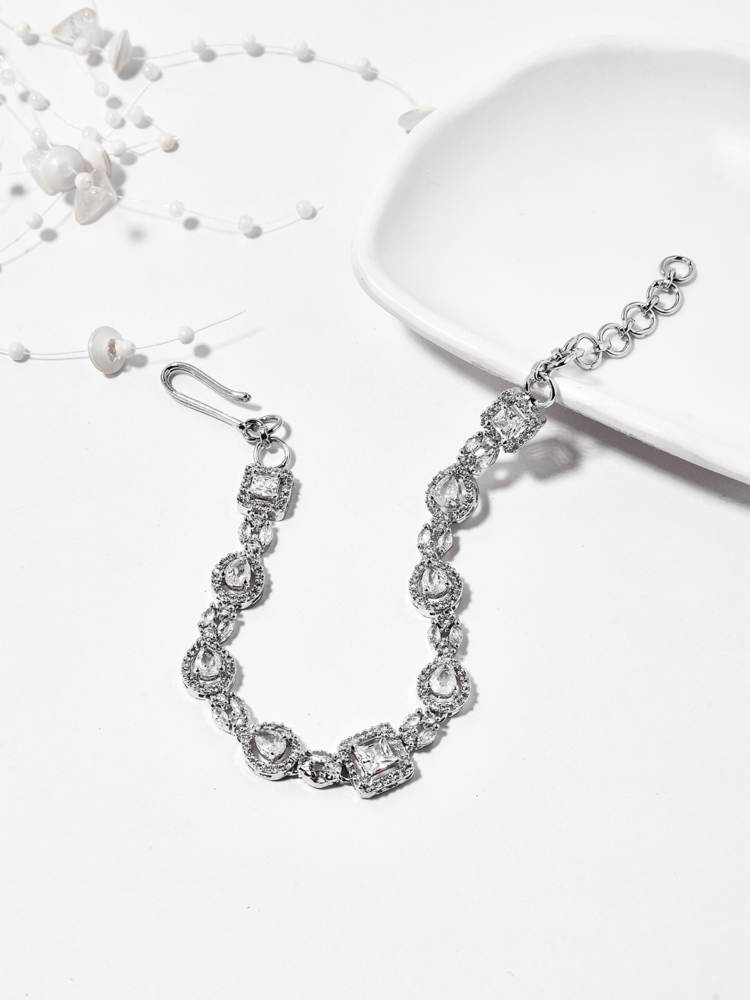 

Klissaa Women Silver-Plated Wraparound Bracelet, White