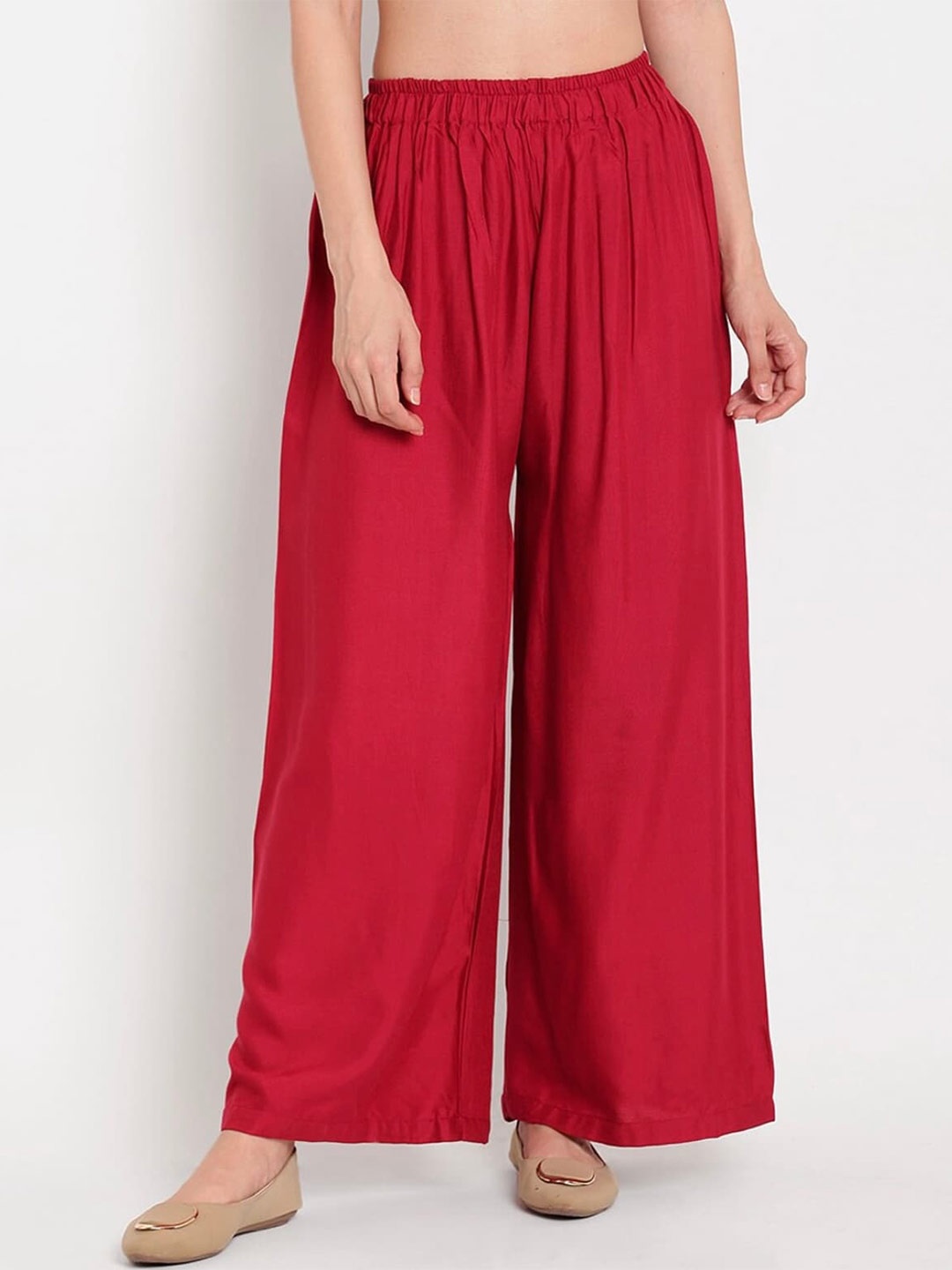 

BCZ Style Women Straight Fit Woven Palazzos, Maroon