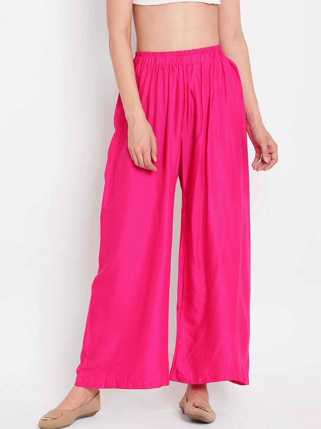 

BCZ Style Women Straight Woven Palazzos, Pink